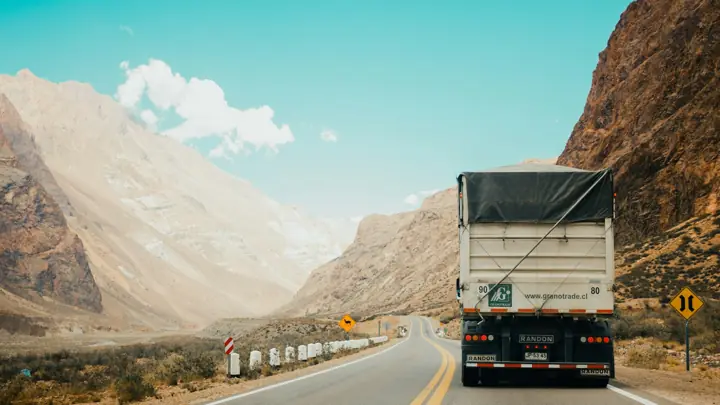 Truck on a mountain road